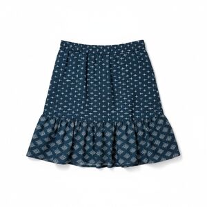 Yessica Blue Patterned Ruffle Hem Skirt Womens XS Elastic Waist
